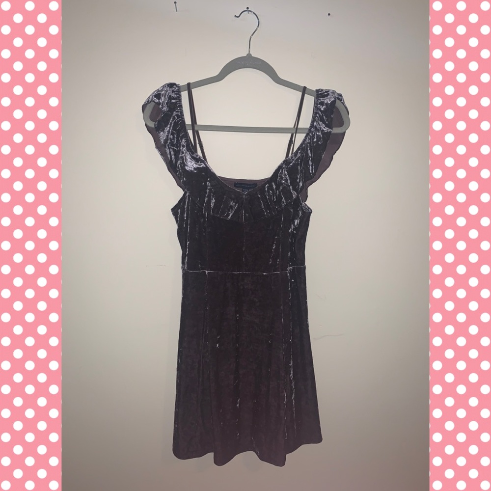 American Eagle Crushed Velvet Babydoll Dress